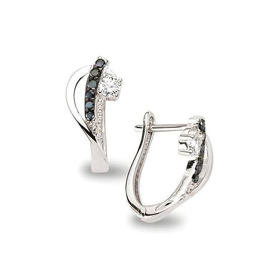 Creolen aus Silber Zirkonia schwarz weiss