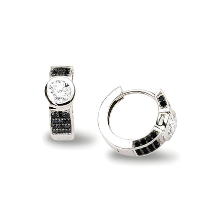 Creolen aus Silber Zirkonia schwarz weiss