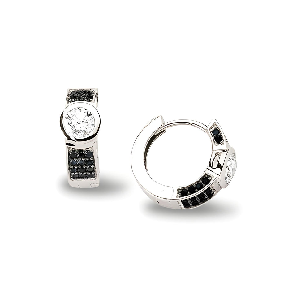 Creolen aus Silber Zirkonia schwarz weiss