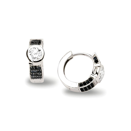 Creolen aus Silber Zirkonia schwarz weiss