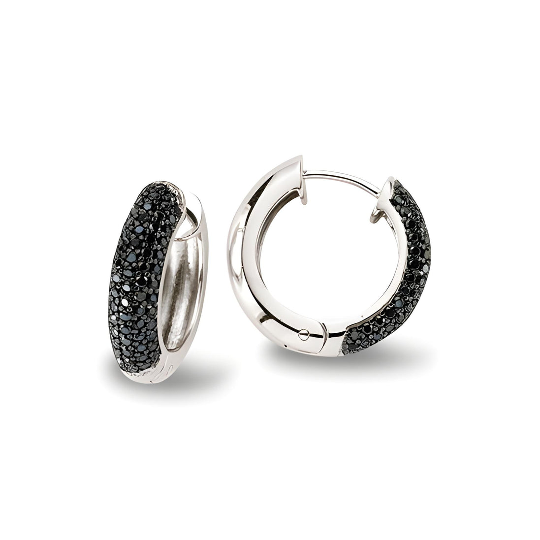 Silberne Creolen Ohrschmuck in schwarz