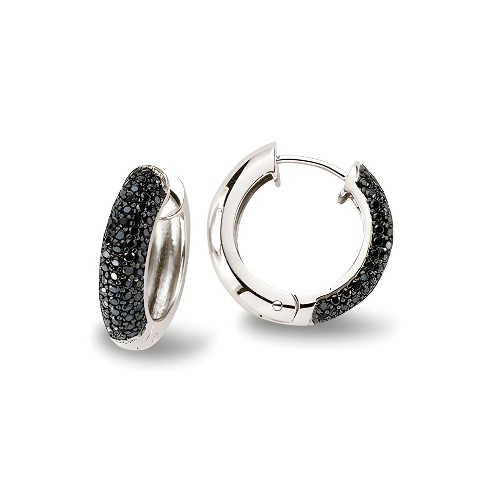 Silberne Creolen Ohrschmuck in schwarz