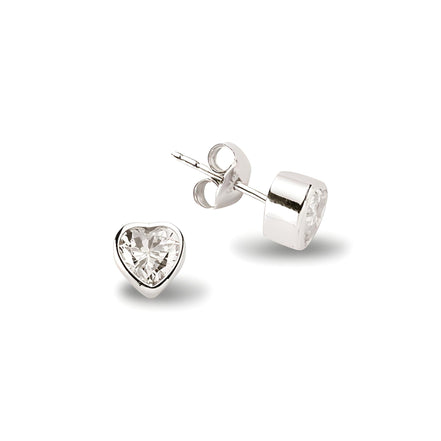 Herzohrstecker aus Silber Zirkonia weiss