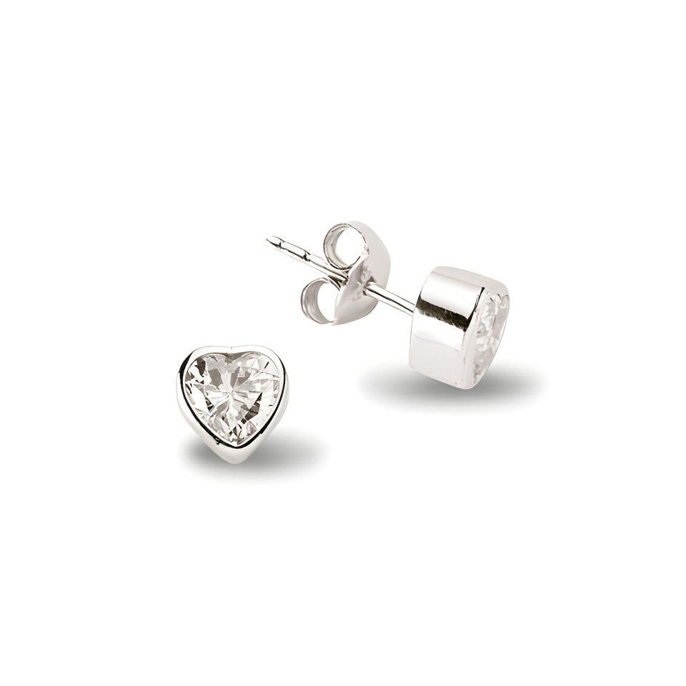 Herzohrstecker aus Silber Zirkonia weiss