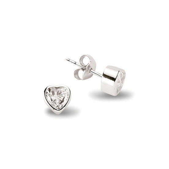 Herzohrstecker aus Silber Zirkonia weiss