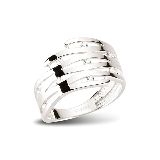 Glänzender 925 Silberring Zirkonia Design