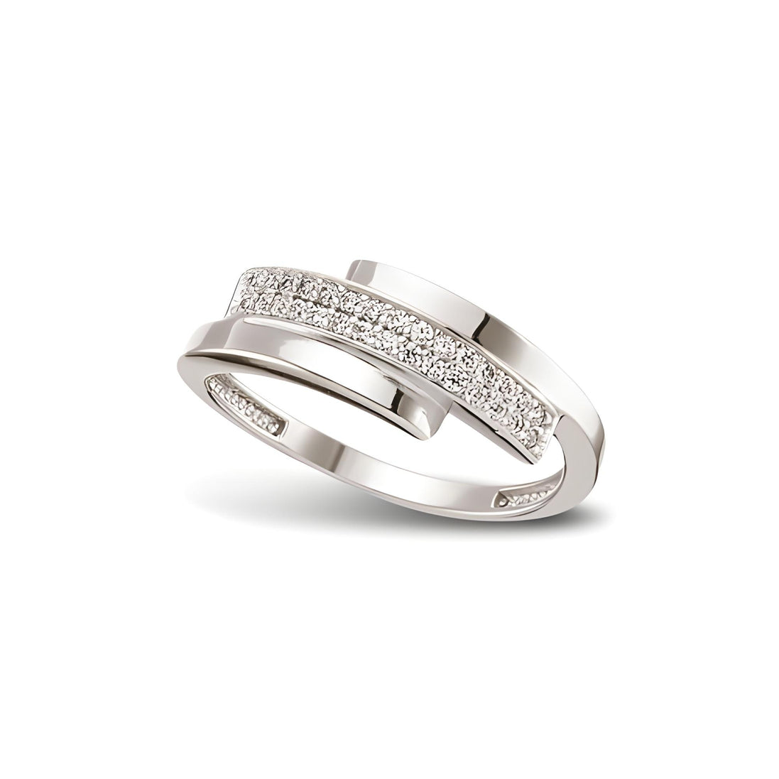 Ring mit gekreuzten Zirkonia-Schienen aus 925 Silber