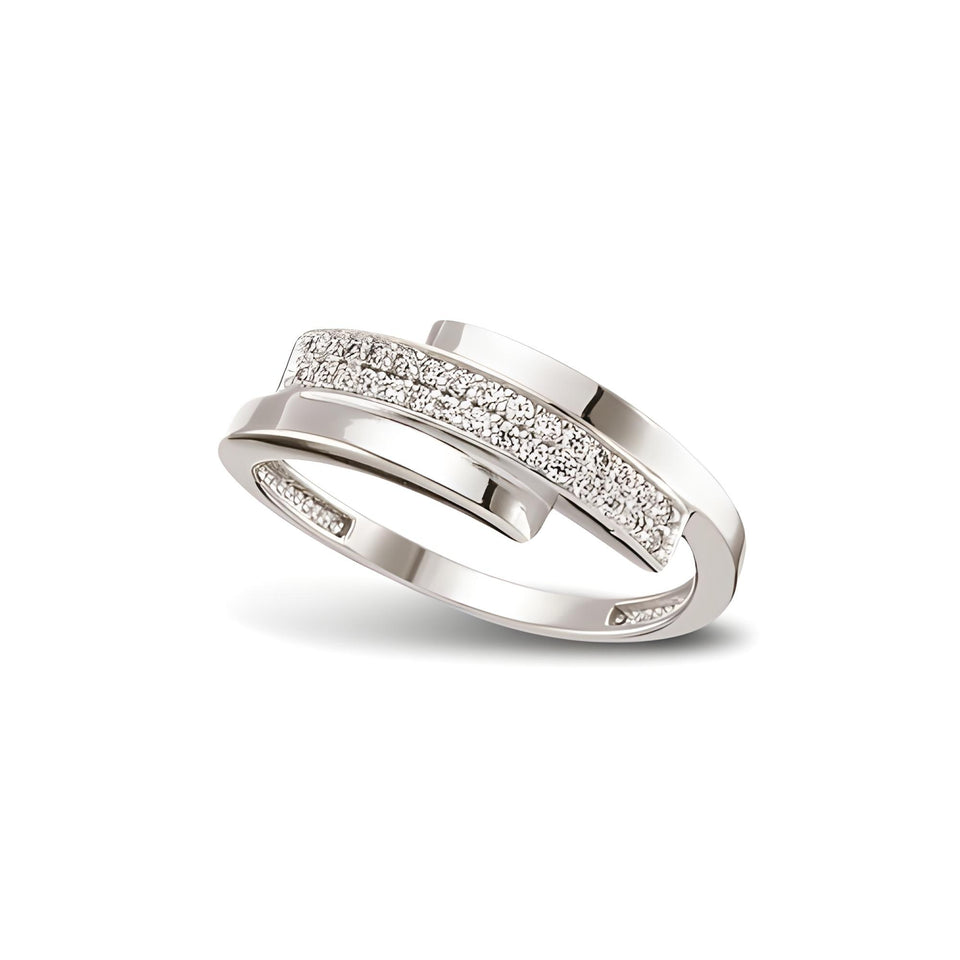 Ring mit gekreuzten Zirkonia-Schienen aus 925 Silber