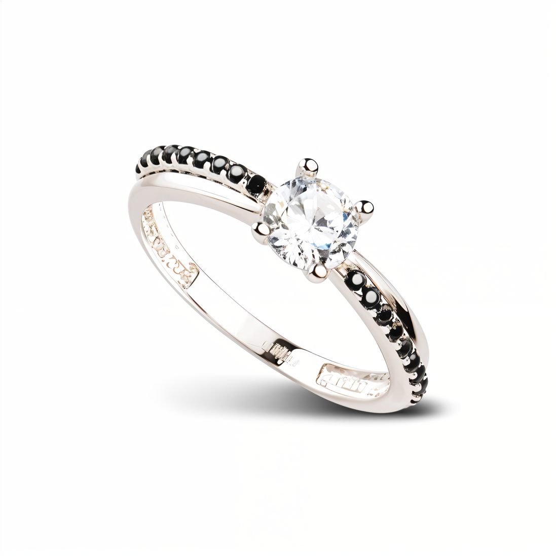 Ring aus Silber Zirkonia schwarz weiss