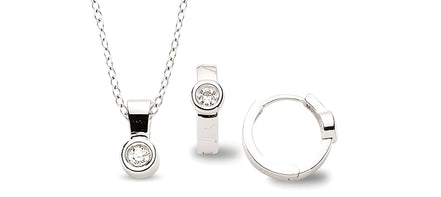 Silber Schmuckset Zirkonia rund