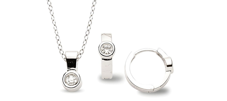 Silber Schmuckset Zirkonia rund