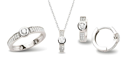 2-teiliges Schmuckset Silber Zirkonia weiss