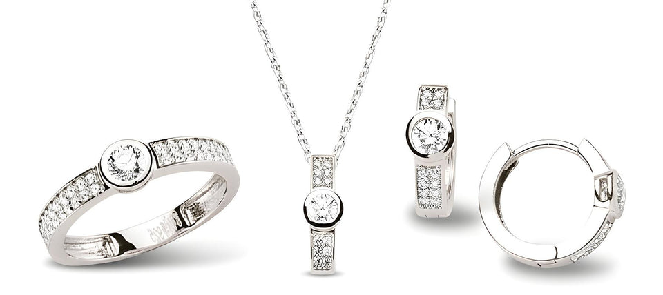 2-teiliges Schmuckset Silber Zirkonia weiss