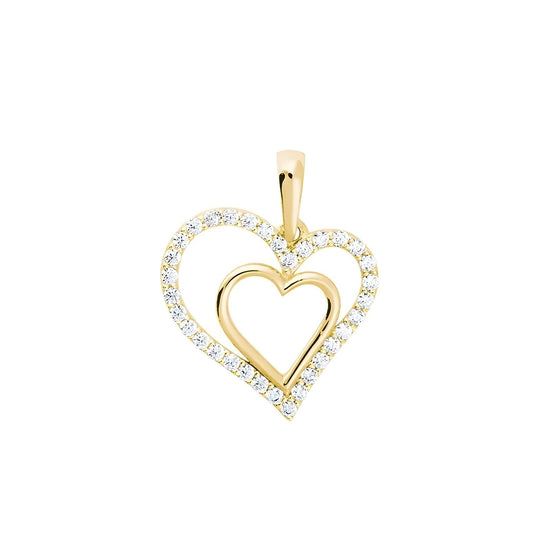 Anhänger Herz Zirkonia schlicht 585 Gelbgold