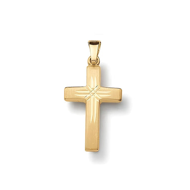Kreuz Anhänger 18mm matt 585 Gelbgold