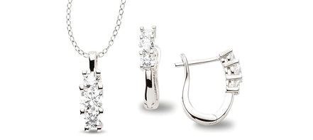 Silber Schmuckset mit weissen Zirkonia-Steinen