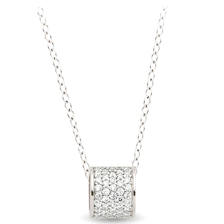 Runderanhänger und Kette aus Silber Zirkonia weiß