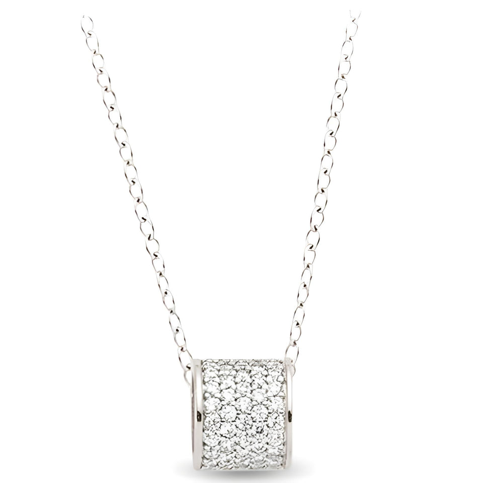 Runderanhänger und Kette aus Silber Zirkonia weiß