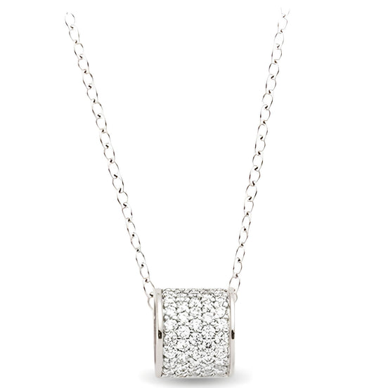 Runderanhänger und Kette aus Silber Zirkonia weiß