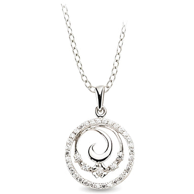 Runderanhänger und Kette aus Silber Zirkonia weiß