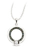 Runderanhaenger und Kette aus Silber Zirkonia schwarz weiss