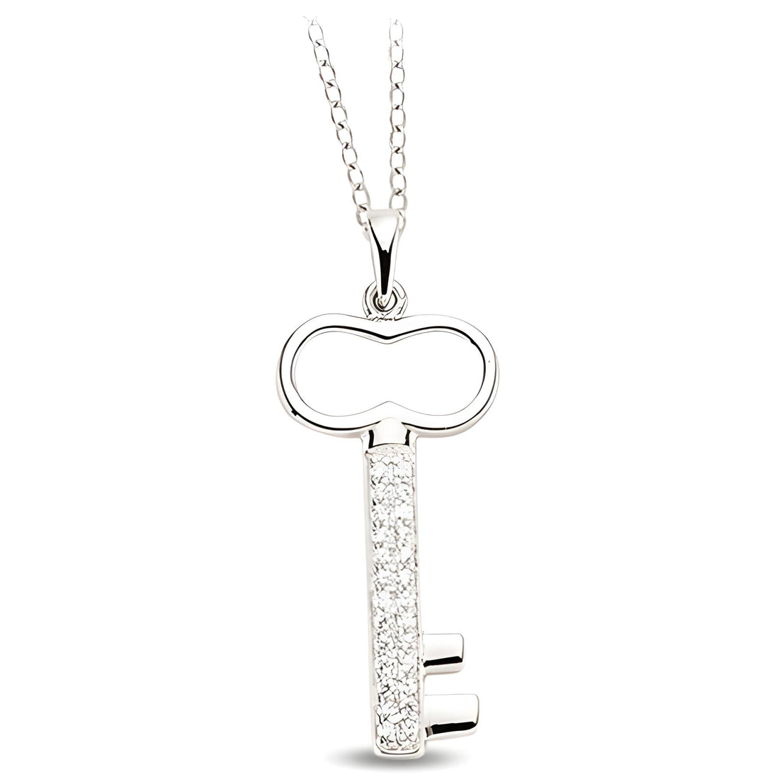 Schlüsselanhänger und Kette aus Silber Zirkonia weiß