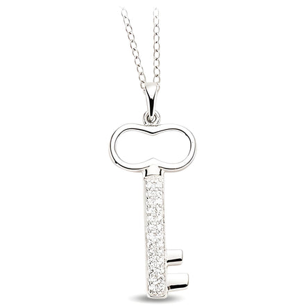 Schlüsselanhänger und Kette aus Silber Zirkonia weiß