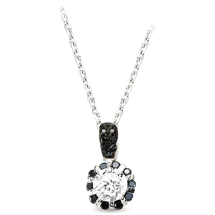 Anhänger und Kette aus Silber Zirkonia schwarz weiß