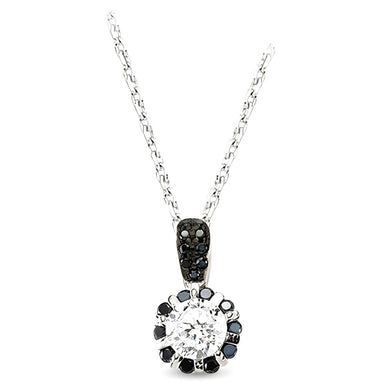 Anhänger und Kette aus Silber Zirkonia schwarz weiß