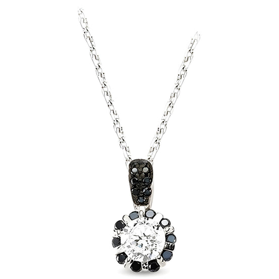 Anhänger und Kette aus Silber Zirkonia schwarz weiß