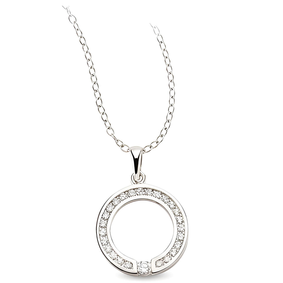 Runderanhänger und Kette aus Silber Zirkonia weiß