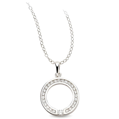 Runderanhänger und Kette aus Silber Zirkonia weiß