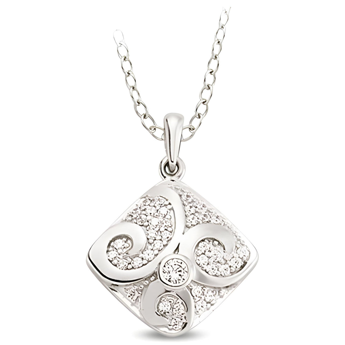 Anhänger und Kette aus Silber Zirkonia weiß