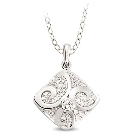 Anhänger und Kette aus Silber Zirkonia weiß