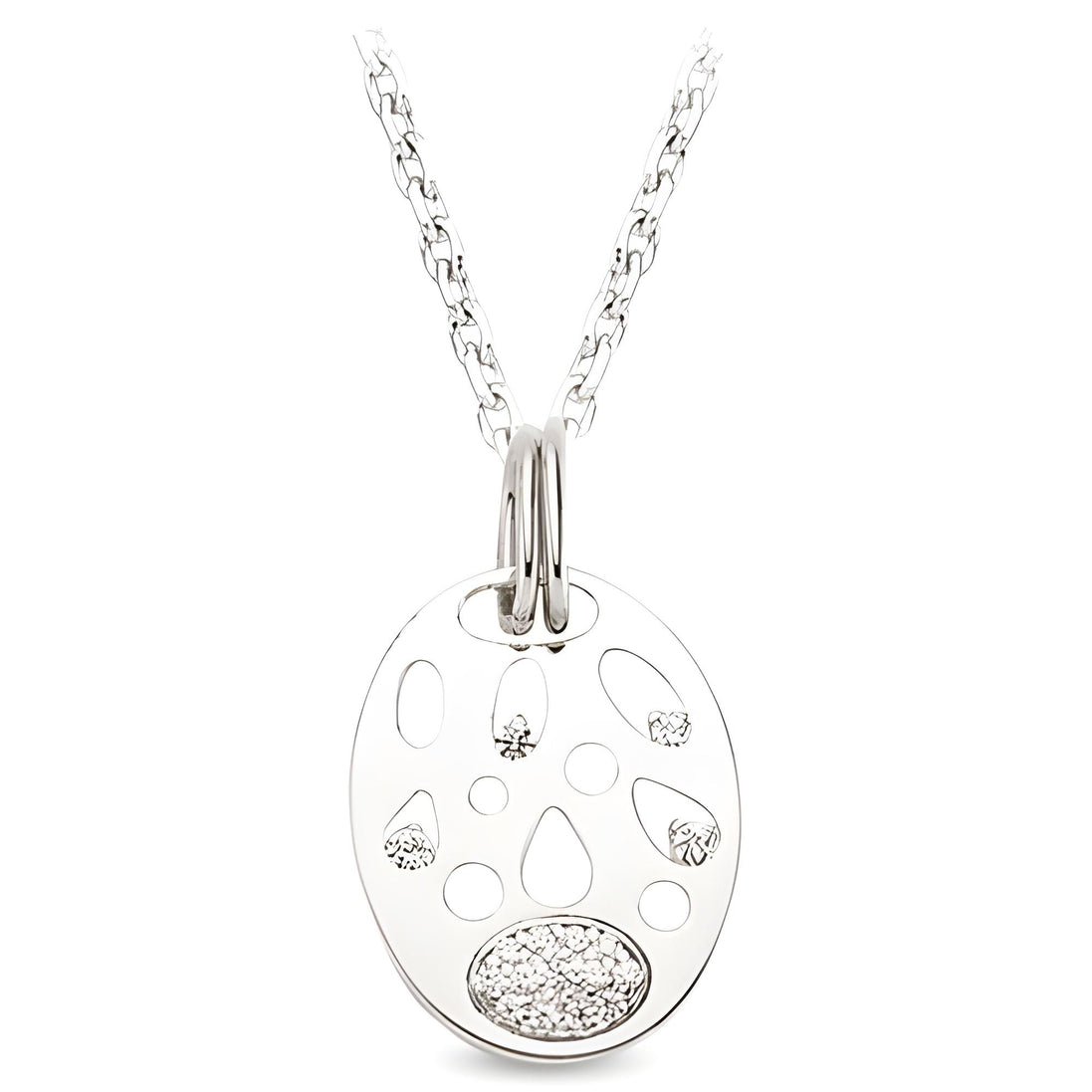 Runderanhänger und Kette aus Silber Zirkonia weiß