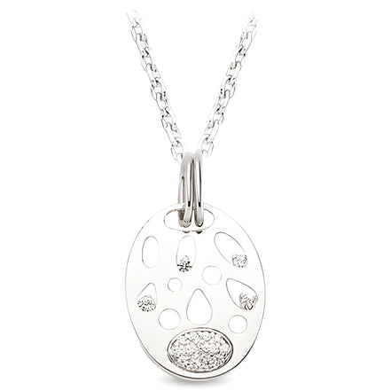 Runderanhänger und Kette aus Silber Zirkonia weiß