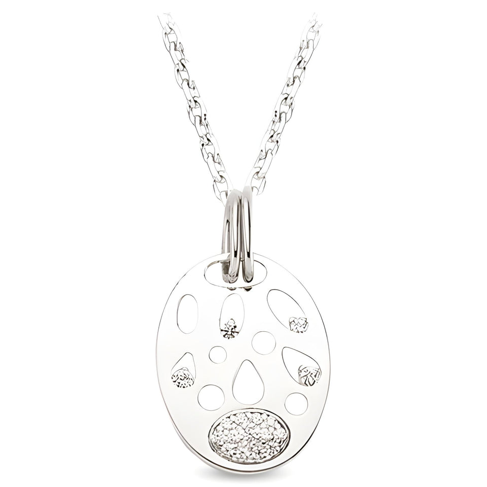 Runderanhänger und Kette aus Silber Zirkonia weiß