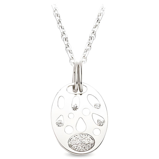 Runderanhänger und Kette aus Silber Zirkonia weiß