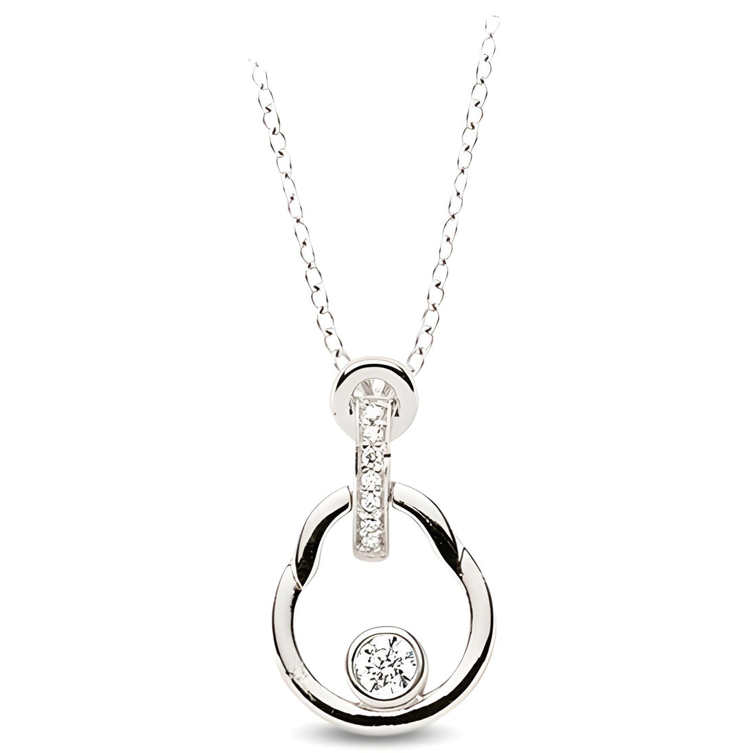 Anhänger und Kette aus Silber Zirkonia weiß