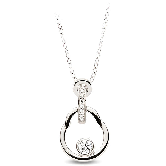 Anhänger und Kette aus Silber Zirkonia weiß