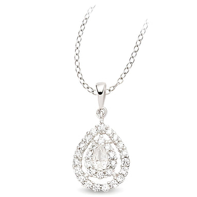 Glanzvolle Silberkette mit Zirkonia runder Anhänger