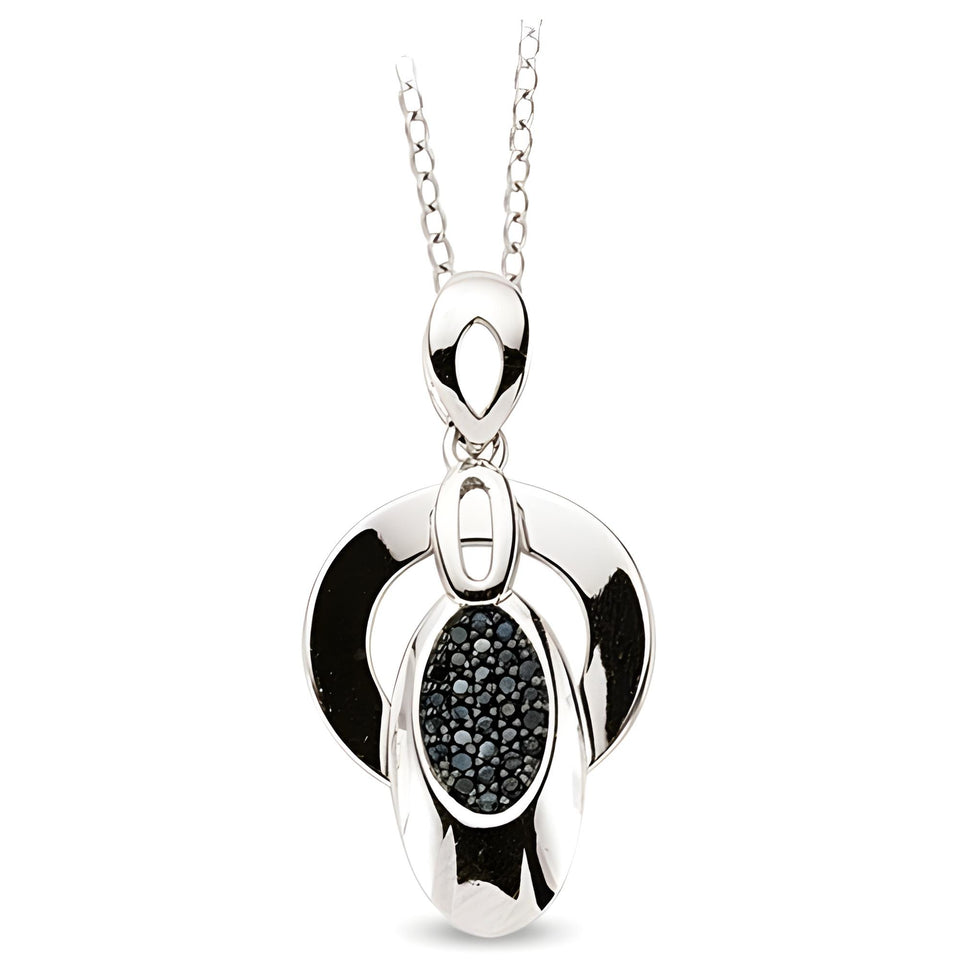 Anhänger und Kette aus Silber Zirkonia schwarz