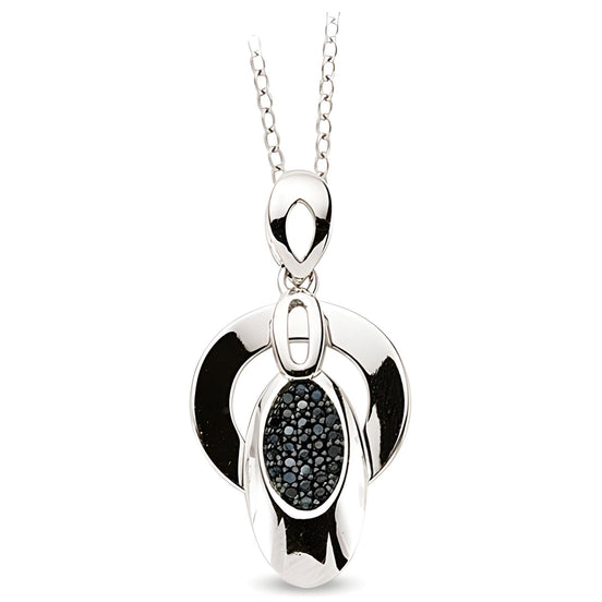 Anhänger und Kette aus Silber Zirkonia schwarz