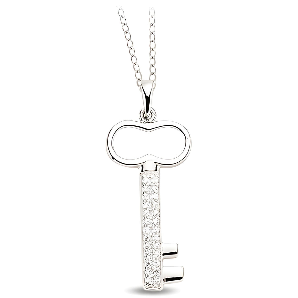 Schlüsselanhänger und Kette aus Silber Zirkonia weiß