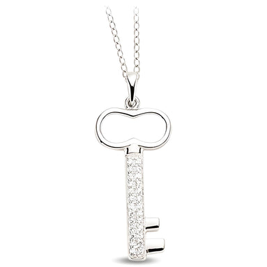 Schlüsselanhänger und Kette aus Silber Zirkonia weiß