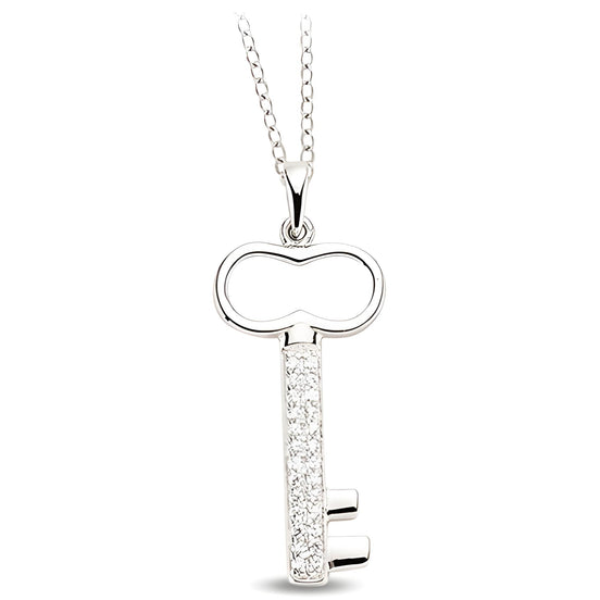 Schlüsselanhänger und Kette aus Silber Zirkonia weiß