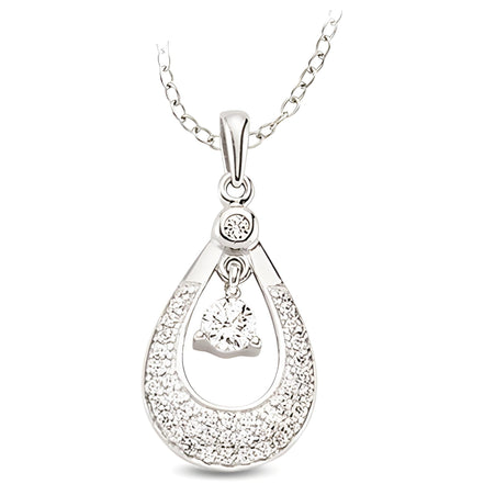 Anhänger und Kette aus Silber Zirkonia weiß