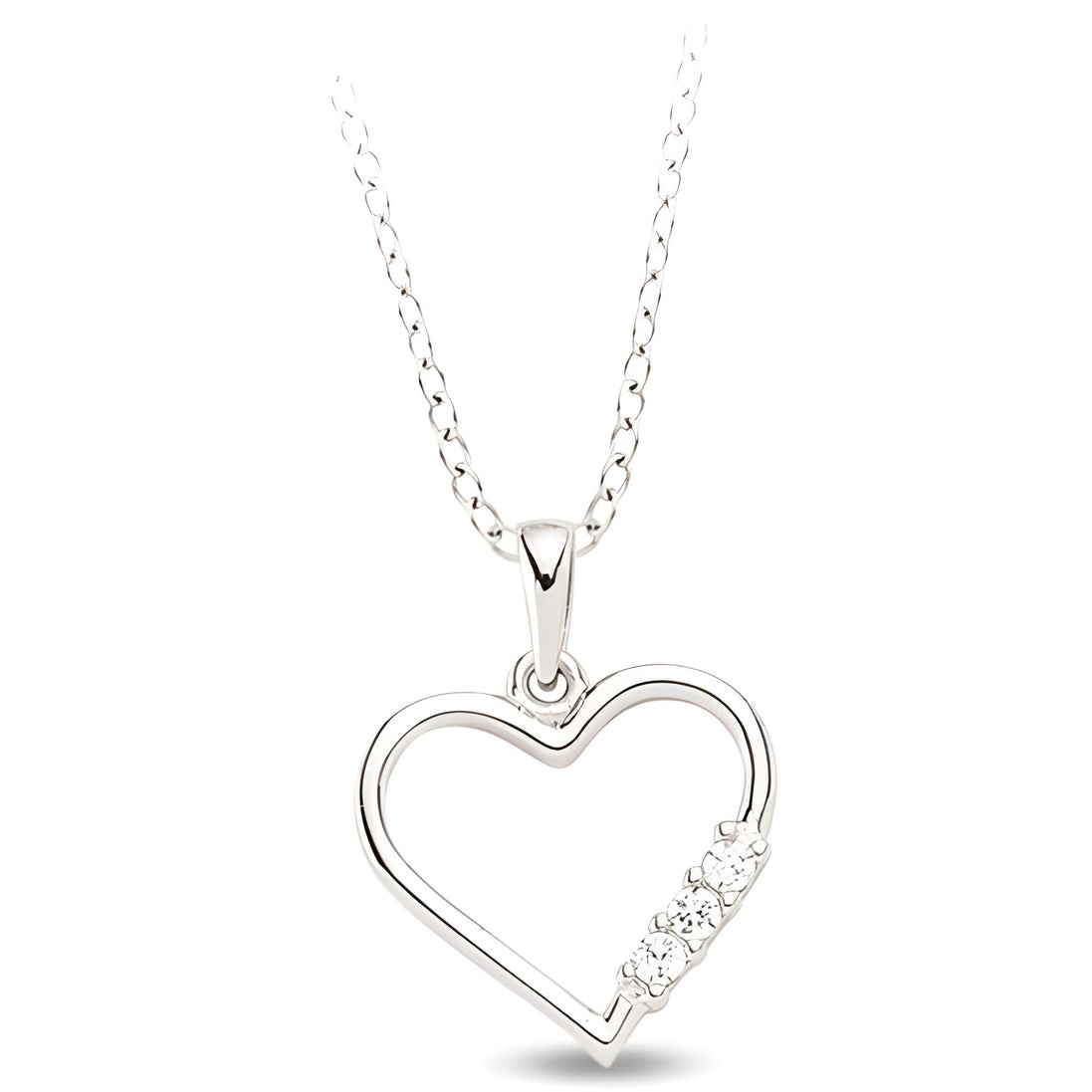 Silberkette mit Zirkonia Herzanhänger