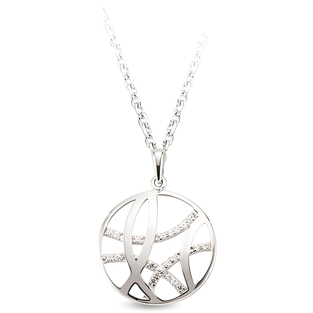 Runder Zirkonia-Anhänger mit Silberkette