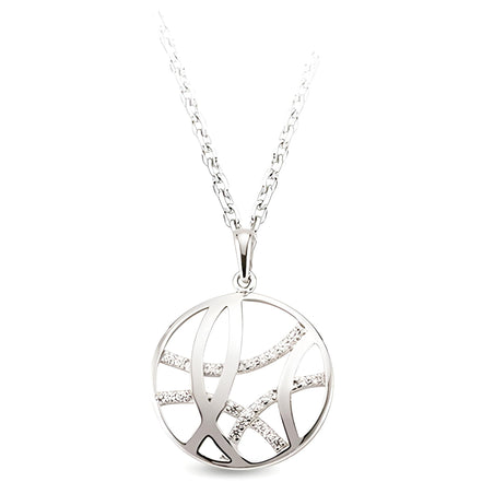 Runder Zirkonia-Anhänger mit Silberkette